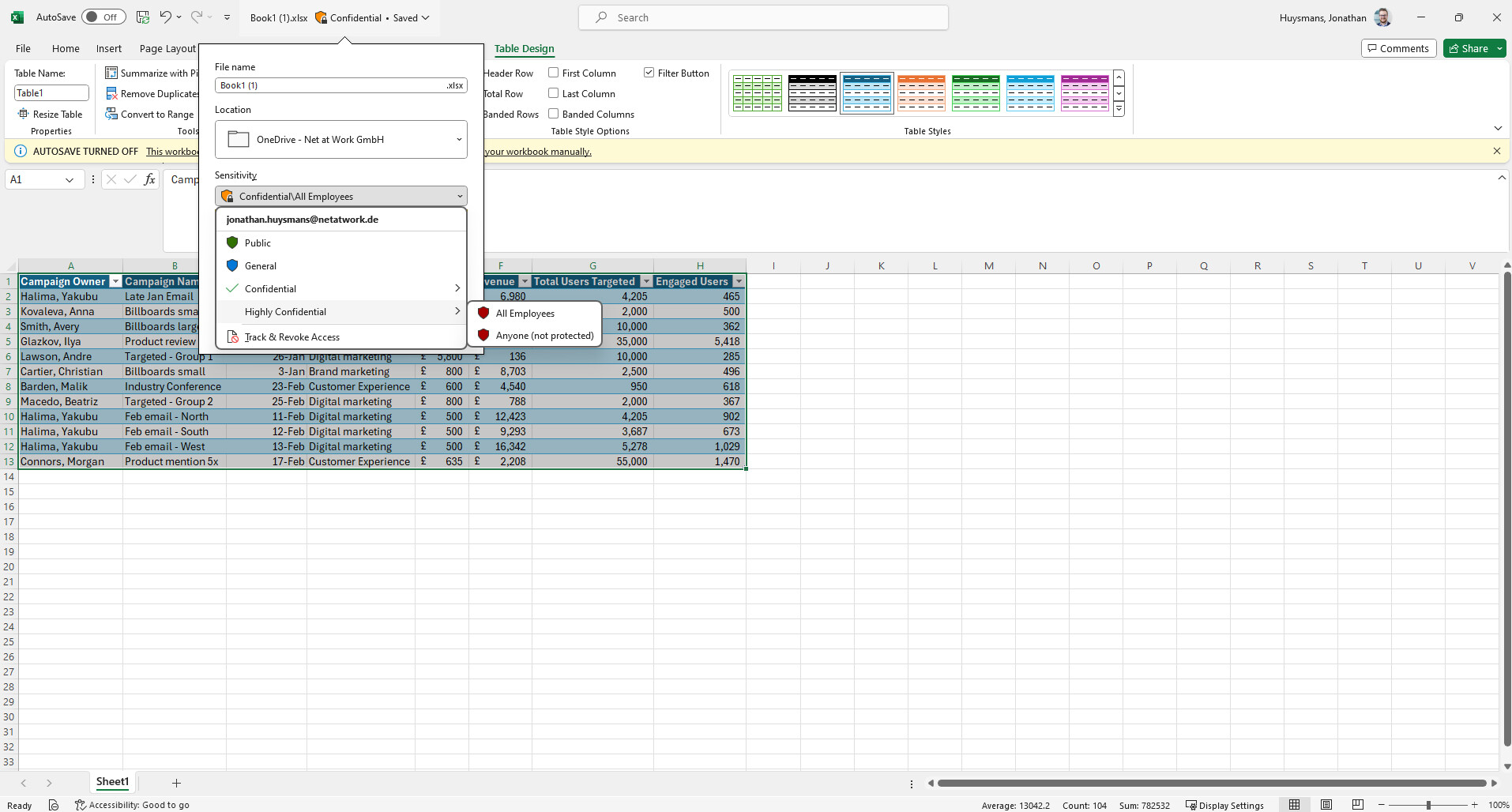 Sensitivitätslabels in Excel für einen sicheren Umgang mit sensiblen Daten